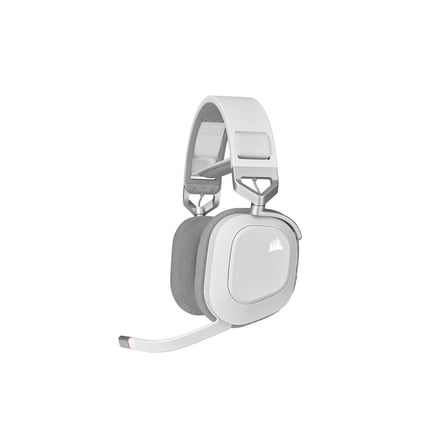 Corsair HS80 RGB Wireless Premium Gaming Headset with Dolby Atmos Audio (Low-Latency, Omni-Directional Microphone, 60ft Range, Up to 20 Hours Battery Life, PS5/PS4 Wireless Compatibility) White