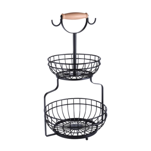 Cesta de frutas Cesta de alambre para frutas Soporte de 2 niveles Cesta de almacenamiento independiente para el hogar Porta frutas para vajilla