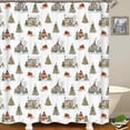 thumbnail image 3 of Ensemble de Rideaux de Douche de Noël à Carreaux Rouges 4 Pcs avec Tapis, Rideau de Douche en Tissu Imperméable, Ours Noir Cerf Élan Orignal Faune Chasse Forêt Campagne Rustique Ferme Cabane Décoration de Salle de Bain, 3 of 7