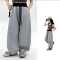 thumbnail image 2 of SJLDQY Girls Wide Leg Pants High Waisted Sweatpants for Girls Casual Elastic Drawstring Waist Baggy Pants with Pockets, 2 of 4