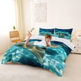 thumbnail image 3 of jejeloiu Cartoon Stingray Bedding,Underwater Theme Duvet Cover Full For Boys,Teal Black,Reversible,3 Pieces,1 Duvet Cover and 2 Pillowcases, 3 of 6