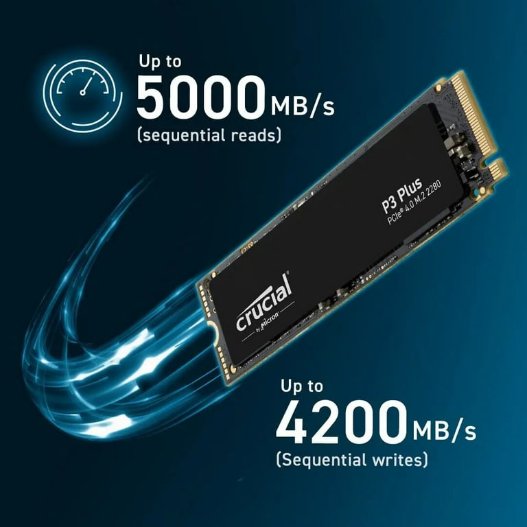 Crucial P3 Plus 2TB 1TB 500GB PCIe Gen4 3D NAND NVMe M.2 SSD, up