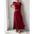 thumbnail image 5 of Women's Short Sleeve Slim Fit Long Dress Set - 92% Viscose, 8% Elastane, 5 of 8