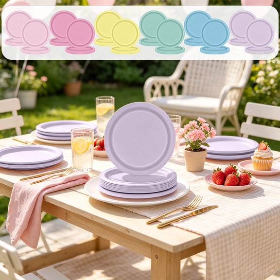 20PCS Disposable Paper Dessert Plates, Thick Round Cake Snack Tableware for Outdoor Picnics, Birthday Wedding Party Dinner Decorations, Topliu