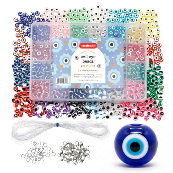 Incraftables Evil Eye Beads for Jewelry Making (24 Colors). Best Evil Eye Bracelets Kit (720pcs)