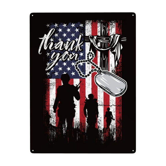 Thank You Veteran Metal Sign Decor Tin Hanging Picture Wall Decoration 12x16 Inches