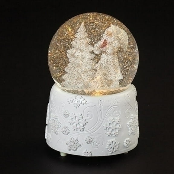 Roman 6" White and Clear LED Musical Swirl Dome Christmas Tabletop Snow Globe