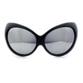 thumbnail image 3 of Womens Oversized Oval Wrap Around High Temple Goggle Plastic Sport Sunglasses Matte Black - Silver Mirror, 3 of 8