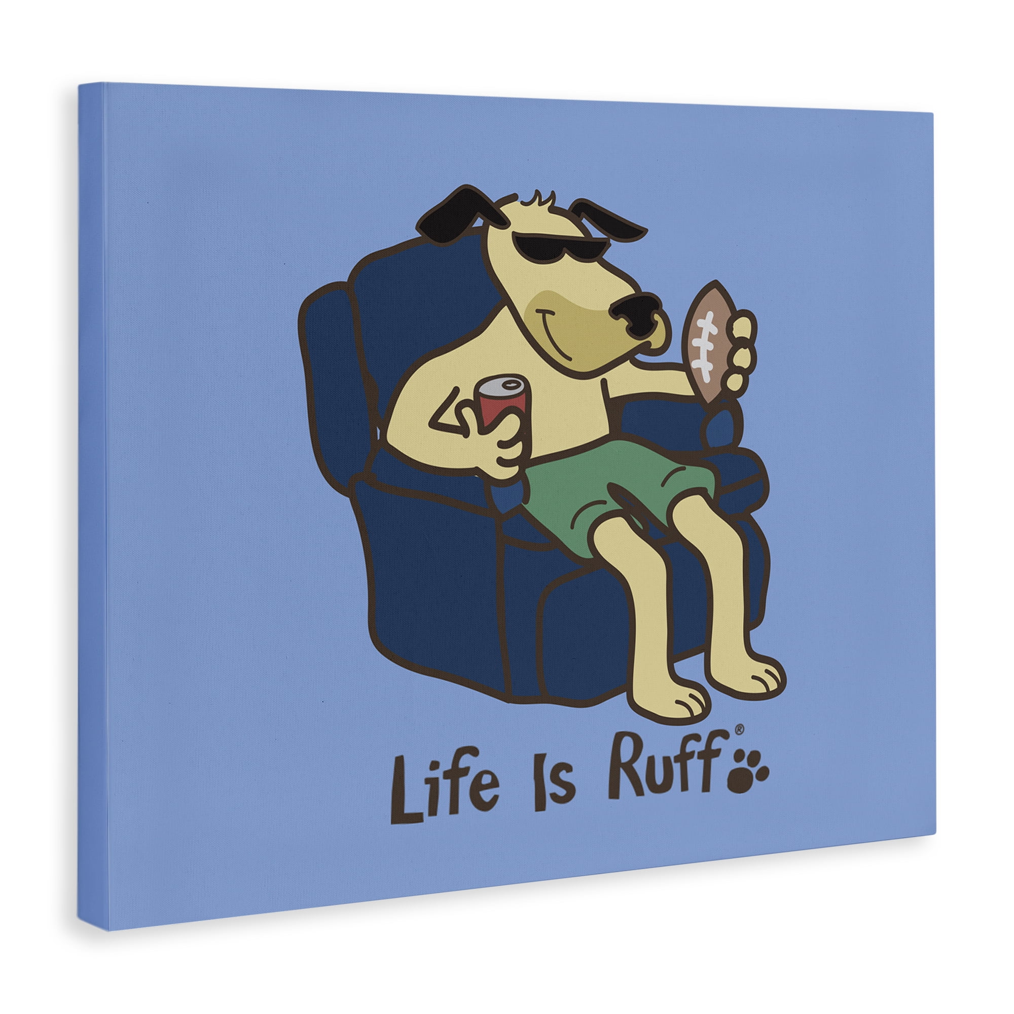 Stupell Industries Lounging Dog with Football Animals Painting Wrapped Canvas Art Print Wall Art, 48 x 36
