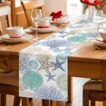 thumbnail image 5 of Marine Life Table Runner 90 Inches, Summer Coastal Nautical Coral Conch Seashells Bed Runner Dresser Scarves Tabletop for Indoor Outdoor Parties/Ceremony/Banquet, 13" x 90", 5 of 9