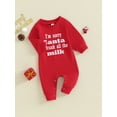 thumbnail image 3 of CIYCuIT Infant Baby Girls Christmas Footless Jumpsuit Long Sleeve Letter Print Rompers Newborn Casual Playsuit Daily Clothes 0-18 Months, 3 of 9