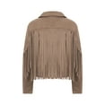 thumbnail image 7 of Douhoow Women Coat Tassel Cardigan Fringed Hem Crop Tops Motor Biker Jacket Suede Leather Jacket, 7 of 7