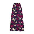 thumbnail image 4 of WXLWZYWL Women Flowy Maxi Skirt Floral Print Fall Casual Boho High Elatic Waist Loose Long Skirt with Pockets, 4 of 5