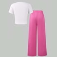 thumbnail image 5 of SonxaHe Big Girl Outfit Set Letter Print Short Sleeve Tee Pants Kids Relaxed Streetwear Sports Durable Outfits Pink,Size 7-8 Y, 5 of 8