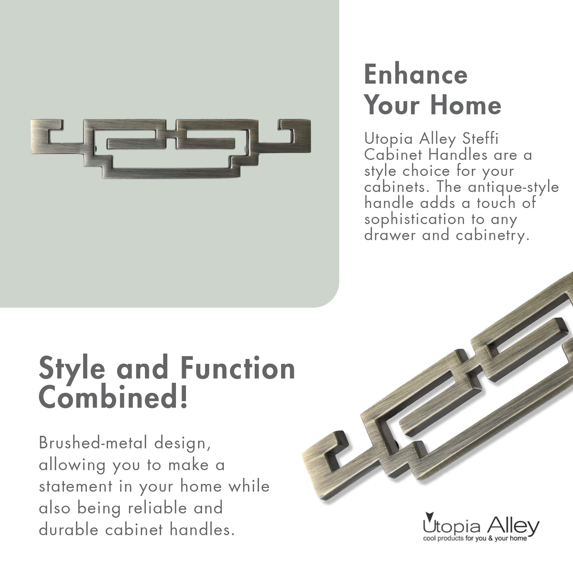 Utopia Alley 25pcs Steffi Pull Handle - Decorative Cabinet Drop Pull Handles- Vintage Cabinet Hardware with Hand Finished Antique Brass - Metal Drawer Pull Handle, 2.5" Center to Center