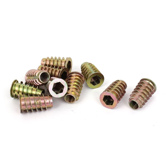 10Pcs M8x25mm Zinc Plated Hex Socket Screw in Thread Insert Nut for Wood