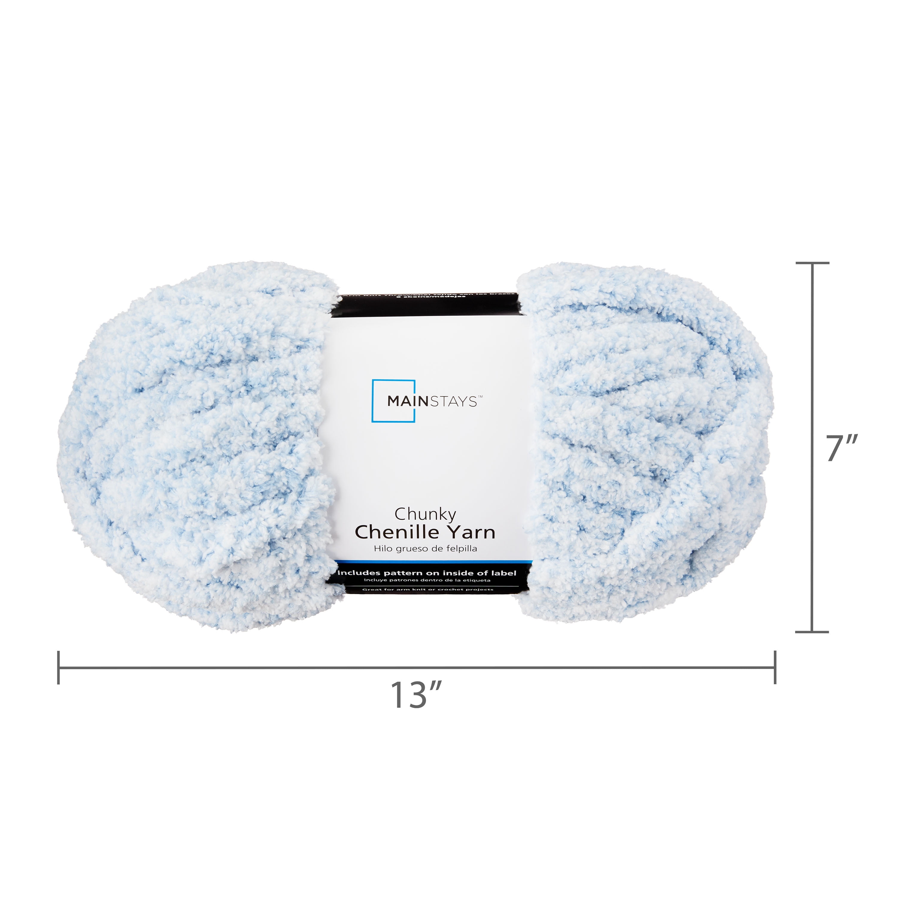 Mainstays Chunky Chenille Yarn 31.7 yd Heathered Blue 100% Polyester Super Bulky pack of 4