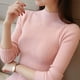 thumbnail image 2 of Suéter de cuello alto medio para mujer, suéter estilo coreano, suéter de otoño e invierno, cálido, de gran tamaño, con pétalos roscados, manga larga para mujer, 2 of 5