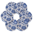 thumbnail image 2 of 6 Pcs Drink Coasters with Holder 3.94in Woven Coasters for Drinks Blue Floral Pattern Coaster Set for Protection Table, 2 of 7