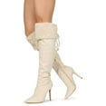 thumbnail image 2 of Women's Pointy Toe Convertible Faux Fur Over the Knee Stiletto Boots 19720, 2 of 5