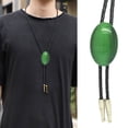 thumbnail image 2 of Gieenan Cats Eye Green Stone Western Bolo Tie Artificial Rope Necktie Necklace Shirt Collar Chain Jewelry Neckwear, 2 of 9