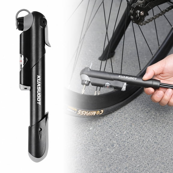 Portable Bike Pump with Pressure Gauge, High Pressure Mini Bicycle Air Pump for Road Mountain Bike, Dual Valve Presta Schrader Compatible