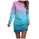thumbnail image 1 of Vestido informal de manga larga para mujer: vestido liso de otoño/invierno con cuello redondo y estampado navideño opcional., 1 of 5