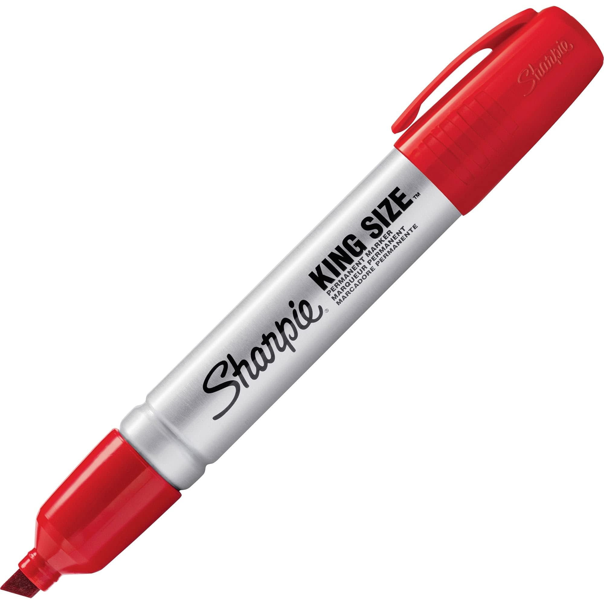 Sharpie, SAN15002, King-Size Permanent Markers, 12 / Dozen, Red Ink, Silver Barrel