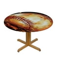 thumbnail image 3 of Round Fitted Table Cloth Watercolor Baseball Elastic Tablecloth for Round Tables,, 3 of 8