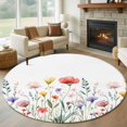 thumbnail image 3 of Watercolor Flower Round Area&nbsp;Rug 7ft Spring Red Pink Floral Plant Non-Slip&nbsp;Washable Circle Rugs Soft Felt Indoor Floor Mat for Bedroom Kitchen Living Room Bathroom, 3 of 9