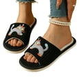 thumbnail image 6 of CYRBOKO Fuzzy Slippers for Women, Comfy Badroom Warm Open Toe Houses Slippers Black Size 7-8, 6 of 8