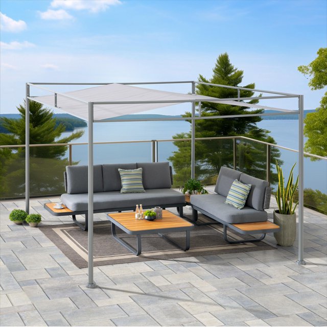 Sunjoy 10 x 10 pi Pergola de jardin Structure en métal Espace ombragé