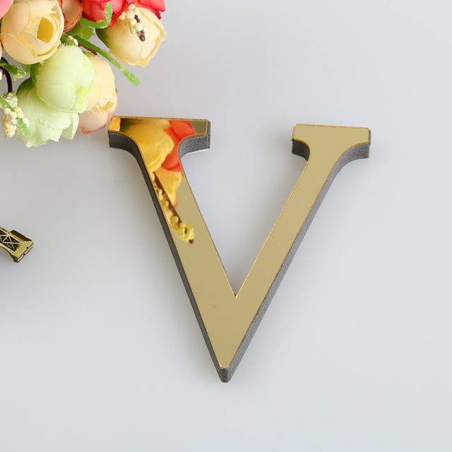 Fiudx Adhesivo de Pared con Espejo de 26 Letras, Elegante Diseño Acrílico Dorado, Alfabeto Personalizable, Ideal para Decorar La Pared de Tu Hogar o Oficina, Fácil de Aplicar, Tamaño de 15 Cm, Ideal