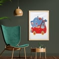 thumbnail image 2 of Cartoon Wall Art with Frame, Watercolor Sketch of Young Blushed and Hare in Small Car Friend Travel, Printed Fabric Poster for Bathroom Living Room, 23" x 35", Blue Red White, by Ambesonne, 2 of 2