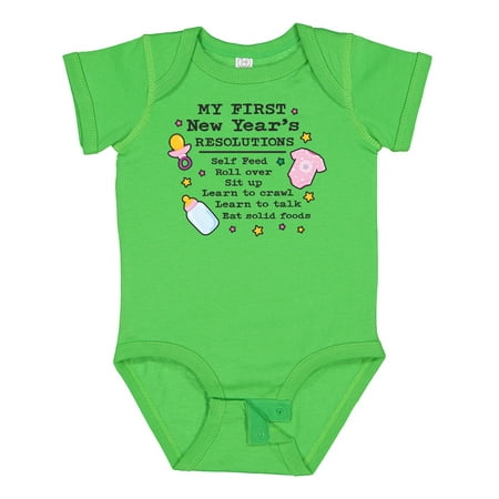 

Inktastic My First New Years Resolutions with Baby Clip Art and Stars Gift Baby Girl Bodysuit
