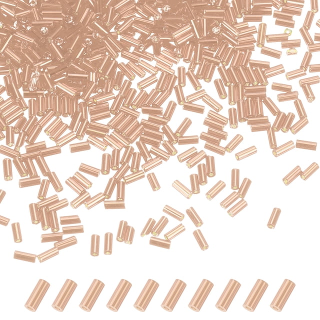Uxcell 1800-Pack Cuentas Bugle, Cuentas de Vidrio de Tubo de Bordado de 2x4mm para Manualidades DIY/Pulseras/Collares Champagne