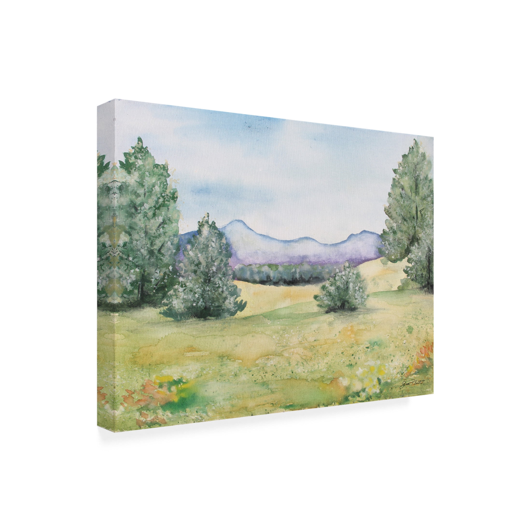Canvas Wall Art - Jean Plout 'Watercolor Landscape Countryside' Wall Art for Living Room, Bedroom, or Office Décor by Trademark Fine Art - 24 x 18 Inches
