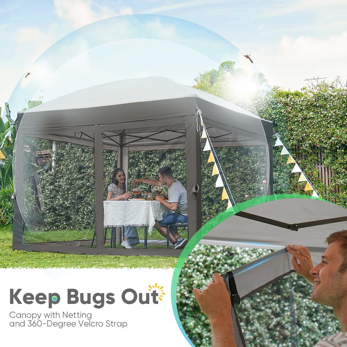 Quictent 6.6'x6.6' Pop-Up Canopy Tent with Netting, 4 Magnetic
