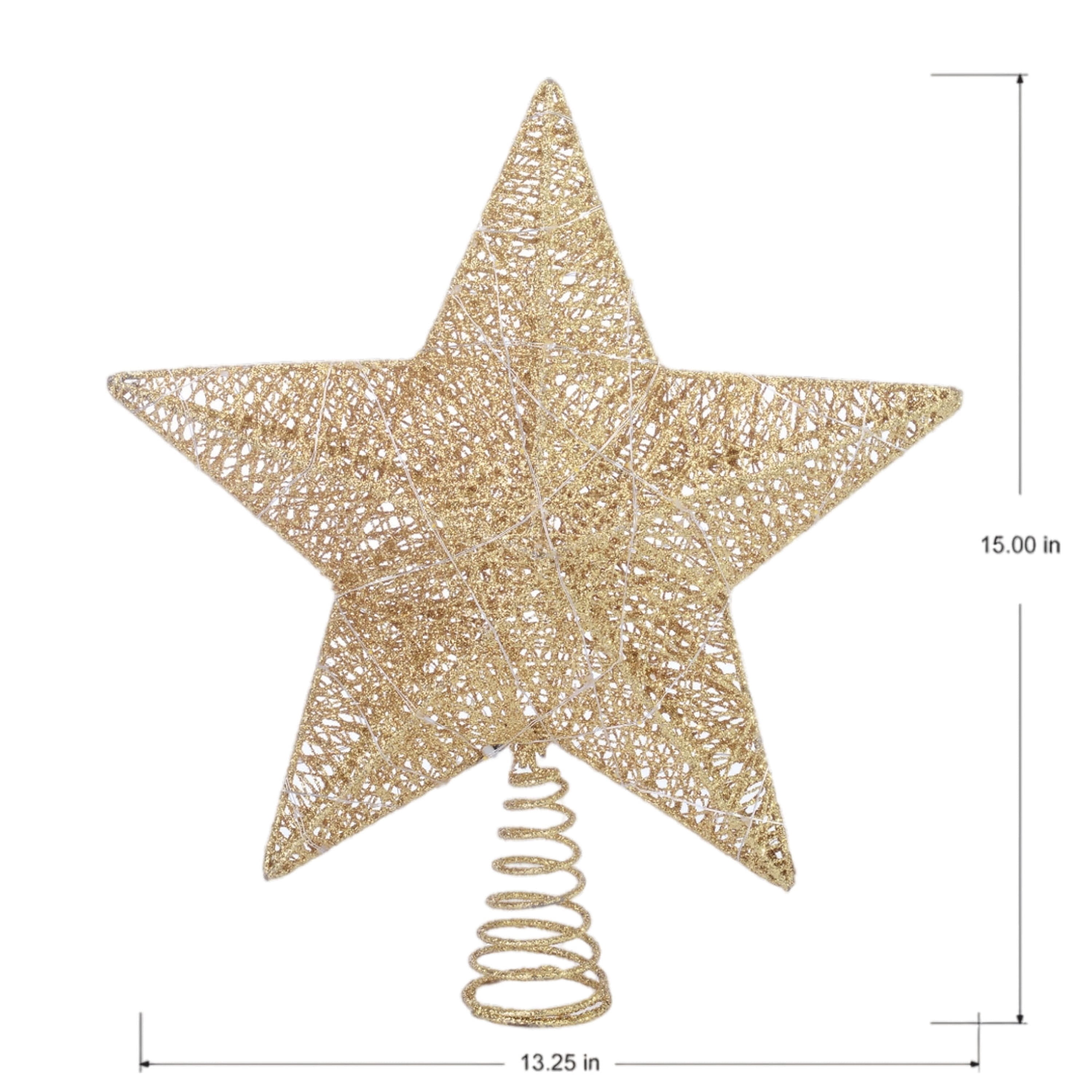 LED Star Christmas Tree Topper, Gold, 15", by Holiday Time