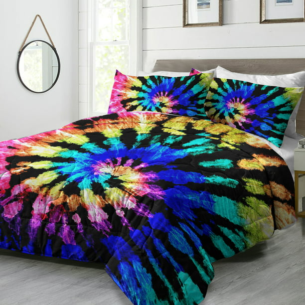 Bedding Comforter Set With Pillow Cases, Tie Dye Bedding Twin Size