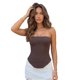 thumbnail image 1 of Tops de tubo lisos para mujer, ajustados, con lazo en la espalda, sin hombros, sin mangas, estilo urbano de verano y a la moda., 1 of 7