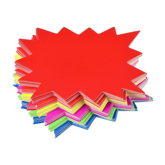 Uxcell Blank Star Burst Sale Signs Price Tags Fluorescent Star Pricing Labels 160x120mm 5 Colors for Retail, Pack of 50