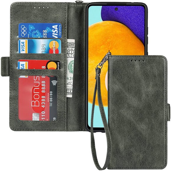 ELTEKER Samsung Galaxy A52 5G Wallet Case,Premium Leather Credit Card Holder Magnetic Flip Kickstand Wallet Case