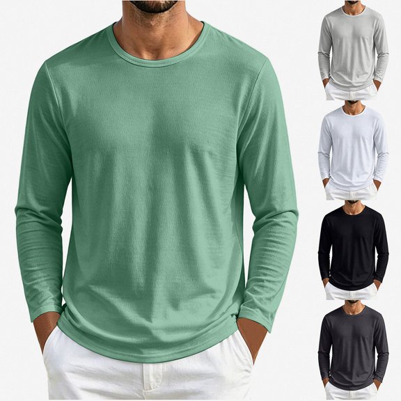 WAVSUF Mens Mesh T-Shirt Crew Neck Long Sleeve Quick Dry Lightweight Fall Sport Warm T-Shirt Size S-4XL