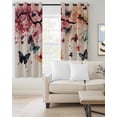 thumbnail image 2 of Flowers Butterfly Kitchen Curtains Vintage Rustic Ombre Spring Floral Cafe Short Curtains for Bathroom Blackout Window Curtain Small Window Treatment Drapes for Bedroom Living Room 27.5"x39"x2, 2 of 9