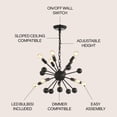thumbnail image 3 of JONATHAN Y Orbit 19.5" 10-Light Adjustable Iron Modern Industrial Sputnik LED Chandelier, Black, JYL9061A, 3 of 7