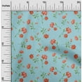 thumbnail image 1 of oneOone Cotton Poplin Sky Blue Fabric Flower & Leaves Watercolor Dress Material Fabric Print Fabric By The Yard 42 Inche Wide, 1 of 4
