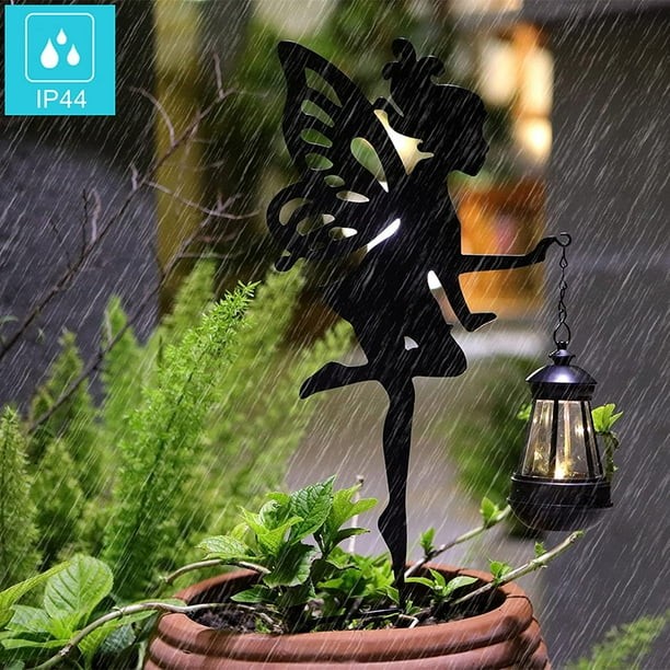 Solar Garden Stake Lights 2 Pack Metal Fairy Hanging Lantern