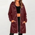 thumbnail image 2 of Hooded Jacket Women Plus Size Lightweight Waterproof Long Sleeve Solid Color Rain Jacket Hoodies for Outdoor Hiking Travel with Pockets, 2 of 10