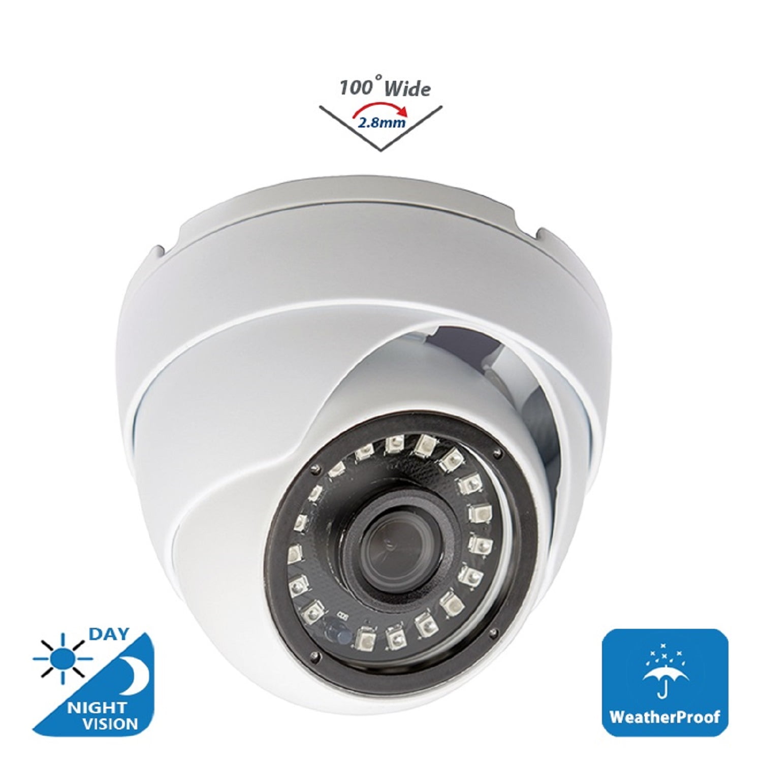 Evertech 1080p HD TVI/CVI/AHD Dome Security Camera - Outdoor/Indoor, Night Vision, Varifocal
